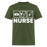 Nurses cap, stethoscope, syringe shirt Nursing Gift T-Shirt size S-6XL - military green