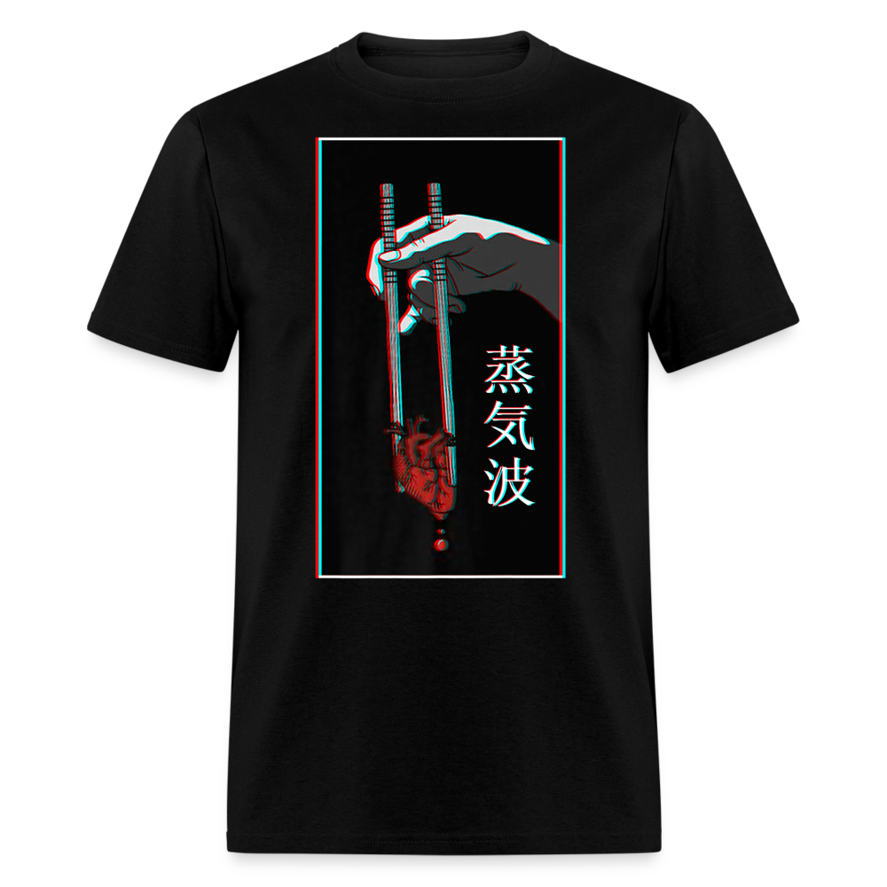 Japanese Futurism Heart Chop Sticks shirt Anime Retro T-Shirt Size S-6XL - black