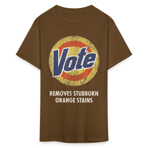 Anti-Trump Vote Shirt Removes Stubborn Orange Stains Funny Detergent T-Shirt - brown
