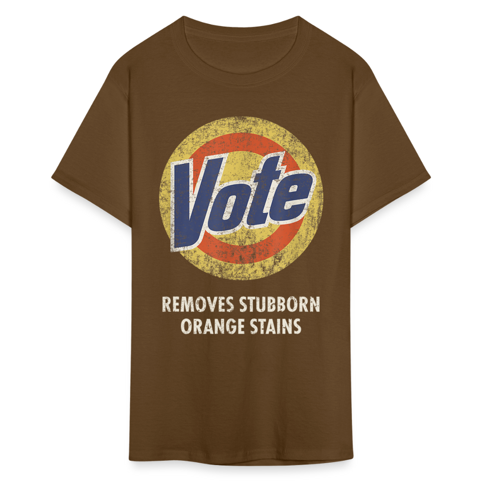 Anti-Trump Vote Shirt Removes Stubborn Orange Stains Funny Detergent T-Shirt - brown