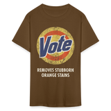 Anti-Trump Vote Shirt Removes Stubborn Orange Stains Funny Detergent T-Shirt - brown
