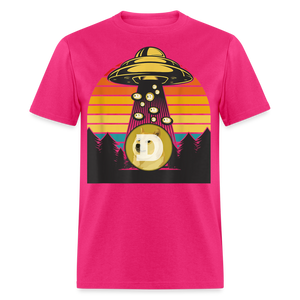 Dogecoin To the Moon shirt Doge HODL Rocket Crypto Meme UFO T-Shirt Size S-6XL - fuchsia