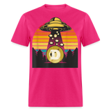Dogecoin To the Moon shirt Doge HODL Rocket Crypto Meme UFO T-Shirt Size S-6XL - fuchsia