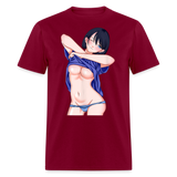 Manga Anime Waifu Japanese sexy Girl Ahegao Cosplay Hentai Ecchi T-Shirt - burgundy