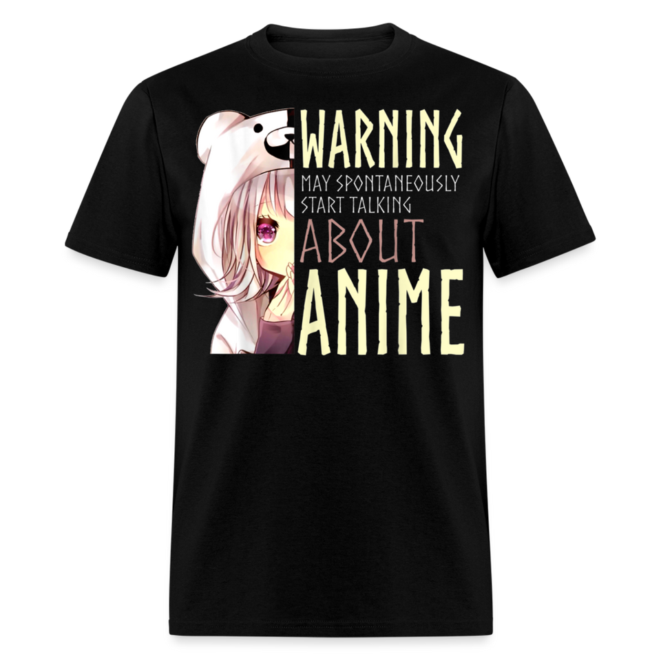 Warning May Spontaneously Start Talking About Anime shirt Funny Cute T-Shirt - black