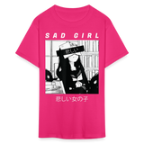 Sad Anime Emo Girl - Japanese Aesthetic Vaporwave Anime Otaku Sadness T-Shirt - fuchsia