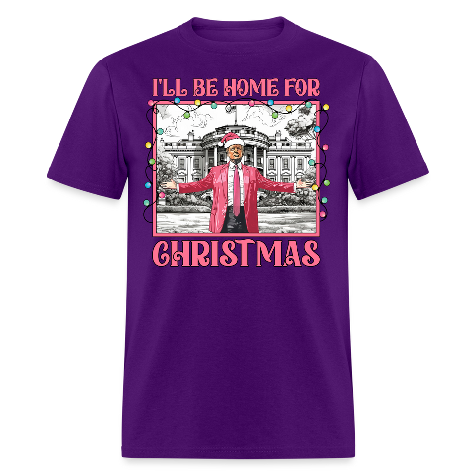 Funny Daddy's Home Trump 2024 I'll be home for Christmas T-Shirt size S-6XL - purple