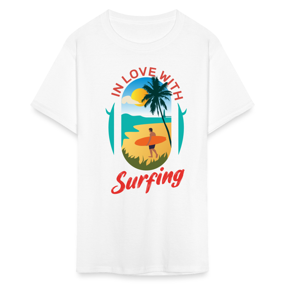 In Love with Surfing shirt Westcoast California Surfer T-Shirt Size S-6XL - white