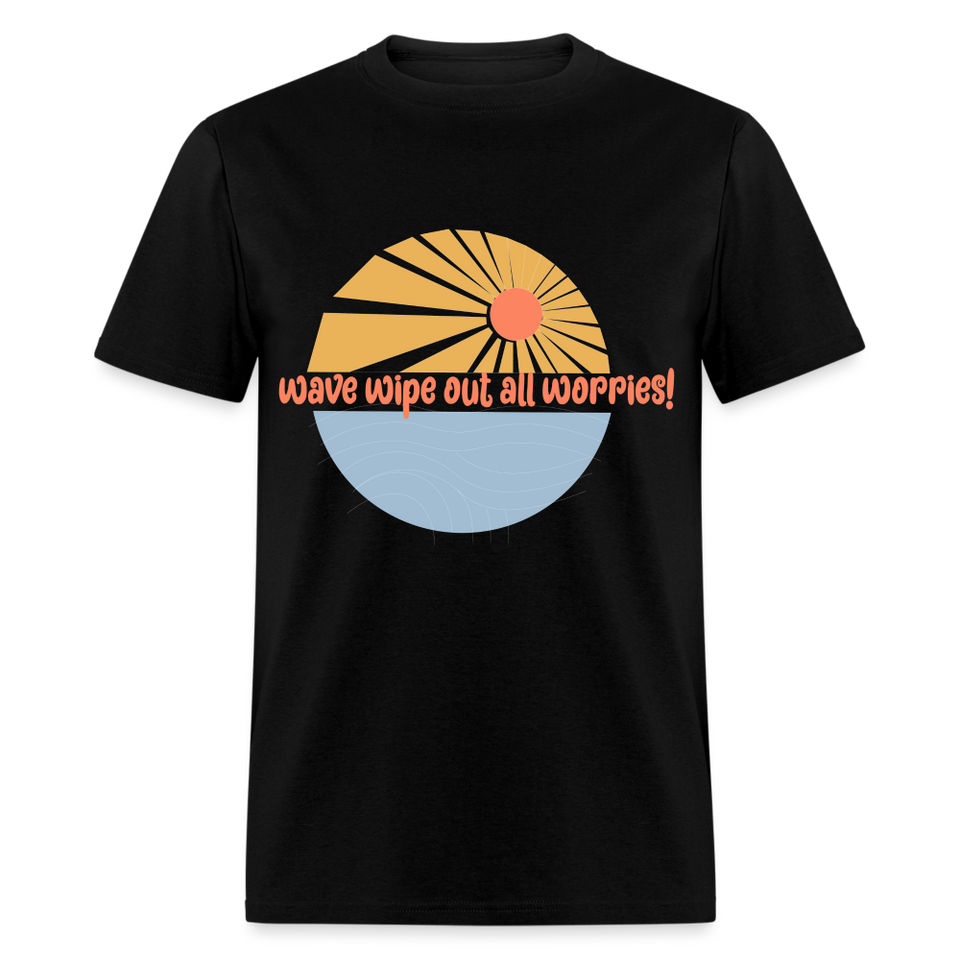 Wave Wipe Out All Worries shirt Ocean Beach Lover Surfing T-Shirt Size S-6XL - black