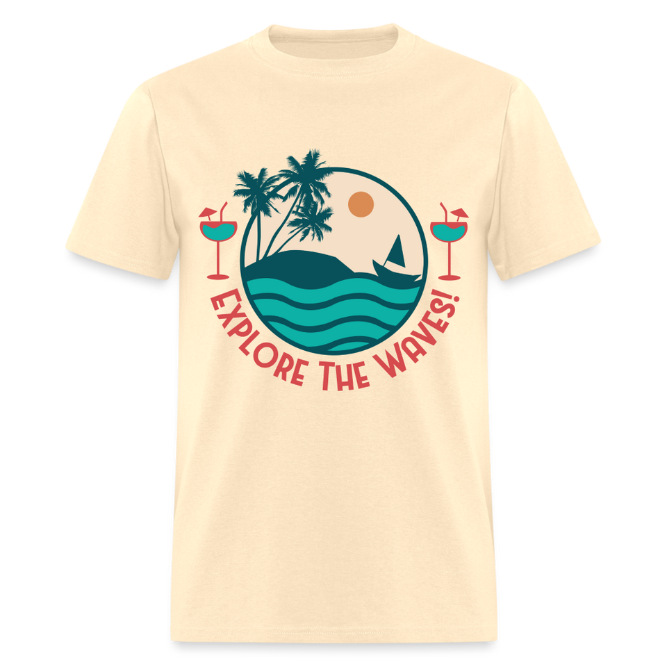 Explore the Waves shirt Surfboard Surfing Ocean Sunset Boat Wine T-Shirt S-6XL - natural