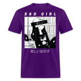 Sad Anime Emo Girl - Japanese Aesthetic Vaporwave Anime Otaku Sadness T-Shirt - purple