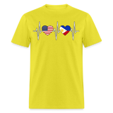 Pinoy Love USA shirt I Love Filipino American Flag Heartbeat T-Shirt Size S-6XL - yellow