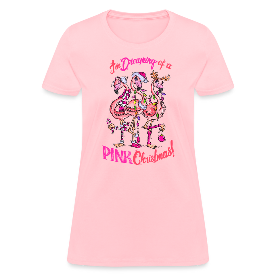 I'm Dreaming of a Pink Christmas Shirt Flamingo Bird Women's T-Shirt - pink