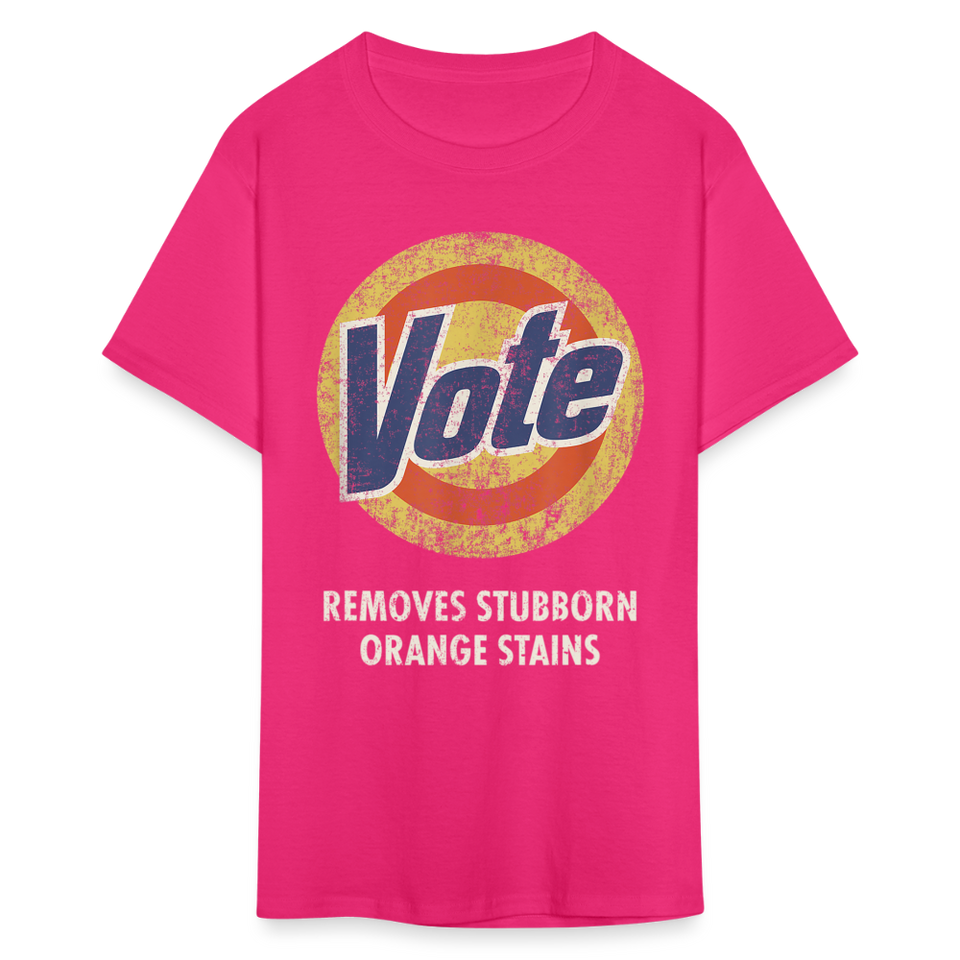 Anti-Trump Vote Shirt Removes Stubborn Orange Stains Funny Detergent T-Shirt - fuchsia