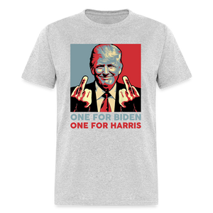 One for Biden One for Harris shirt Funny Trump Middle Finger Anti-Biden T-shirt - heather gray