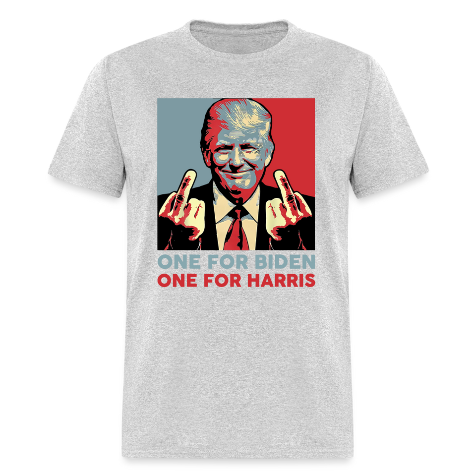 One for Biden One for Harris shirt Funny Trump Middle Finger Anti-Biden T-shirt - heather gray