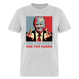 One for Biden One for Harris shirt Funny Trump Middle Finger Anti-Biden T-shirt - heather gray