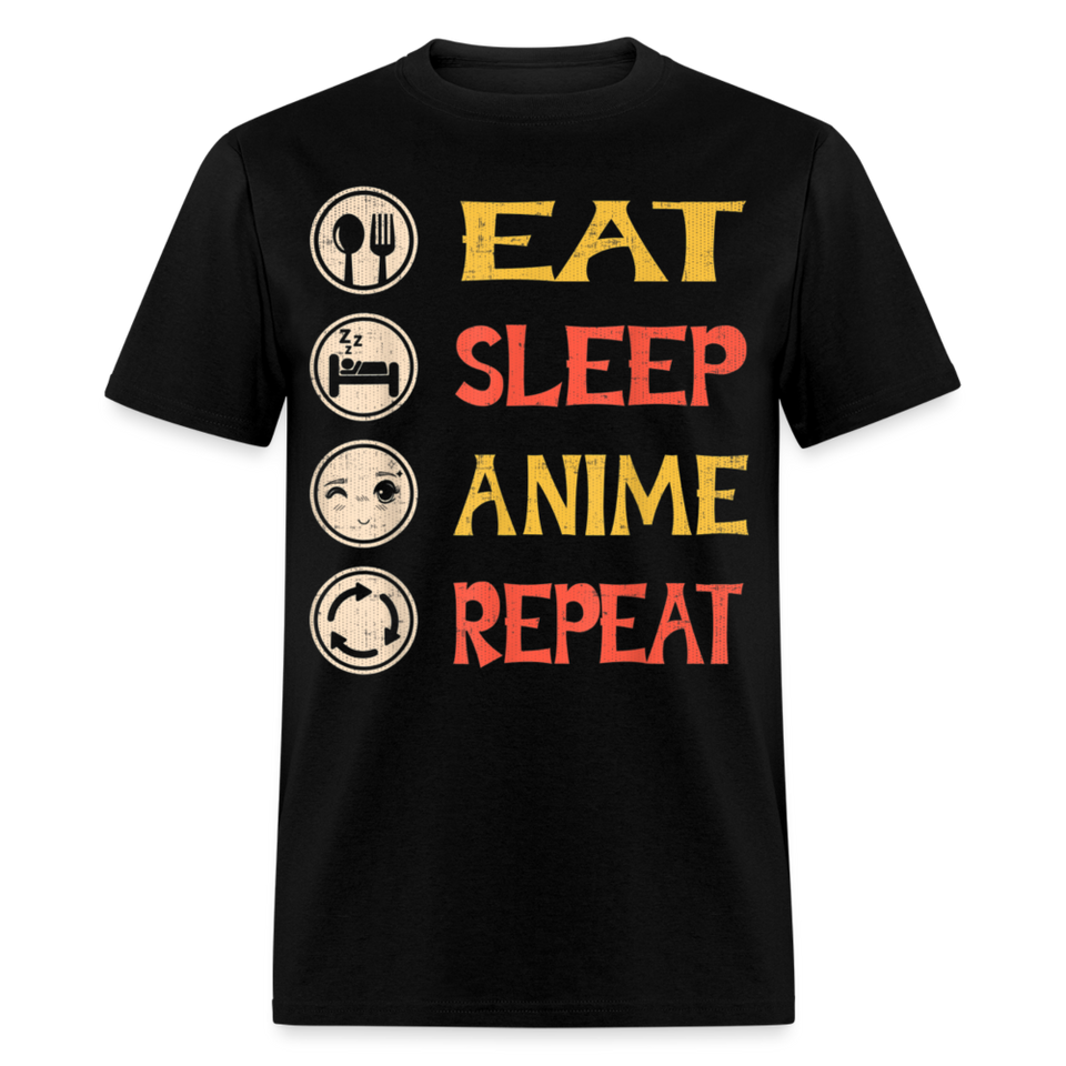 Eat Sleep Anime Repeat shirt Funny Anime Lovers T Shirt Gift T-Shirt size S-6XL - black