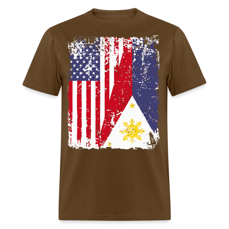 Pinoy USA shirt I Love Filipino American Flag Grunge Vintage T-Shirt Size S-6XL - brown