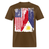 Pinoy USA shirt I Love Filipino American Flag Grunge Vintage T-Shirt Size S-6XL - brown