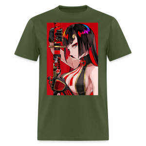 Anime Sexy Ecchi Girl shirt Samurai Waifu Japanese Aesthetic Otaku Kawaii TShirt - military green