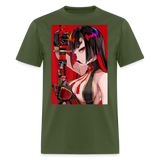 Anime Sexy Ecchi Girl shirt Samurai Waifu Japanese Aesthetic Otaku Kawaii TShirt - military green