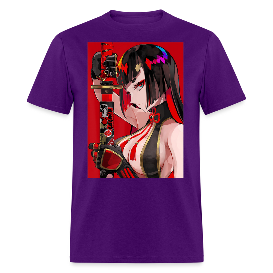 Anime Sexy Ecchi Girl shirt Samurai Waifu Japanese Aesthetic Otaku Kawaii TShirt - purple