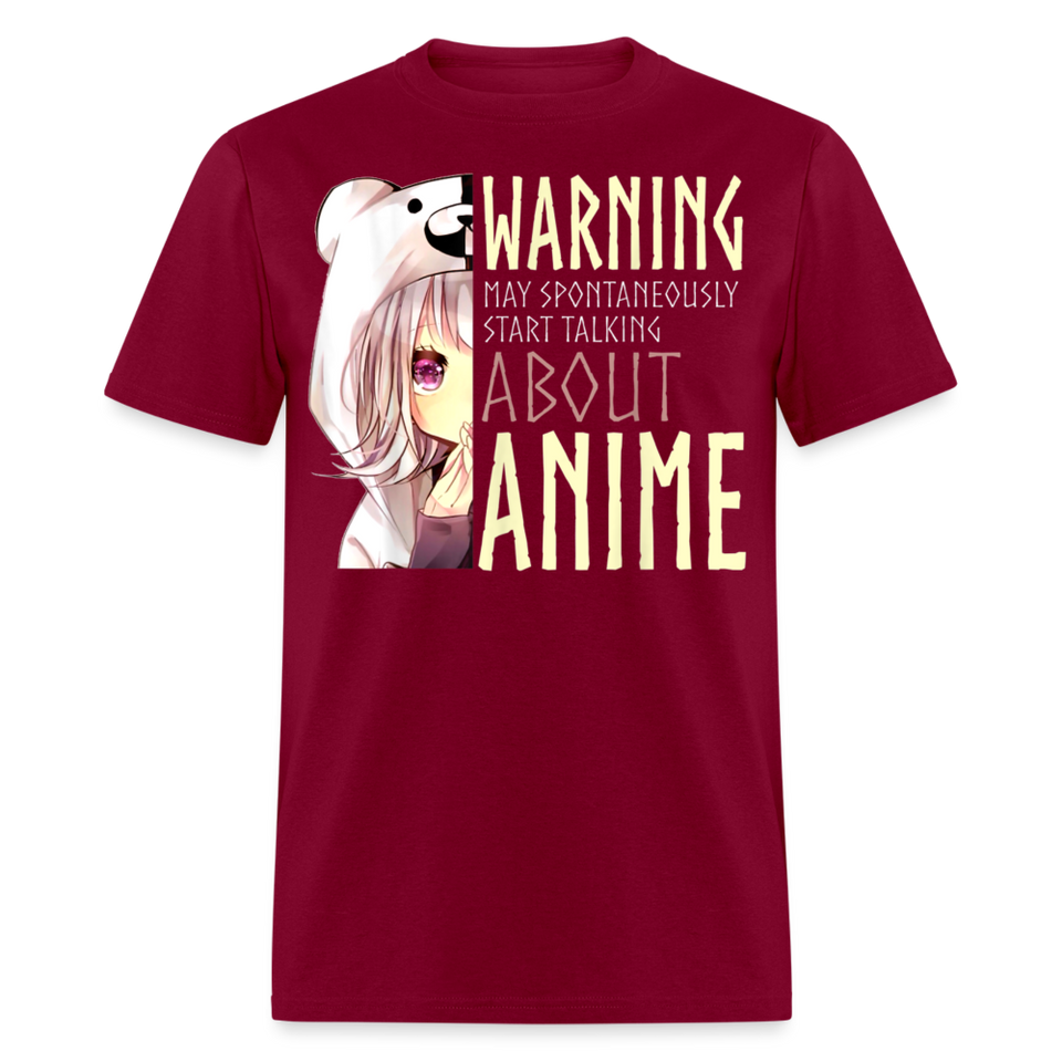 Warning May Spontaneously Start Talking About Anime shirt Funny Cute T-Shirt - burgundy
