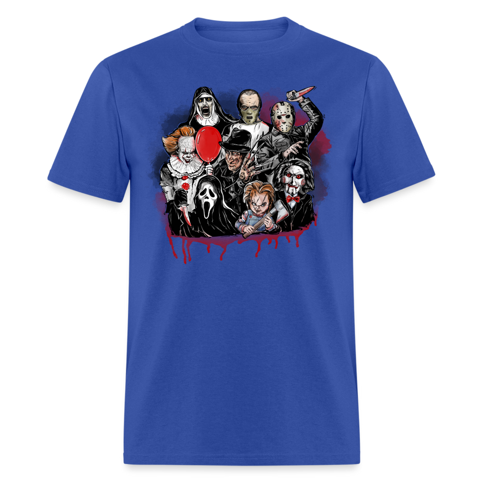 Horror Characters Friends Halloween Tee Shirt Scary Movie Horror Friends T-shirt - royal blue