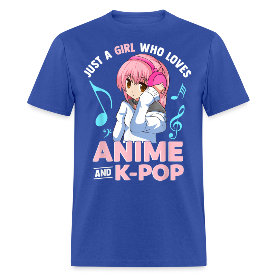 Just A Girl Who Loves Anime and K-Pop BTS Cute shirt for Anime KPOP Fans T-Shirt - royal blue