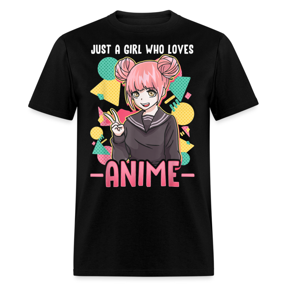 Just a Girl Who Loves Anime shirt Best Gift Cute Beautiful Anime Lovers T-Shirt - black