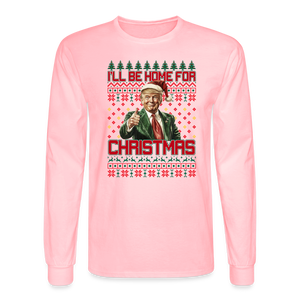 Trump Ugly Christmas Sweater I'll be home for Christmas Long Sleeve T-Shirt - pink
