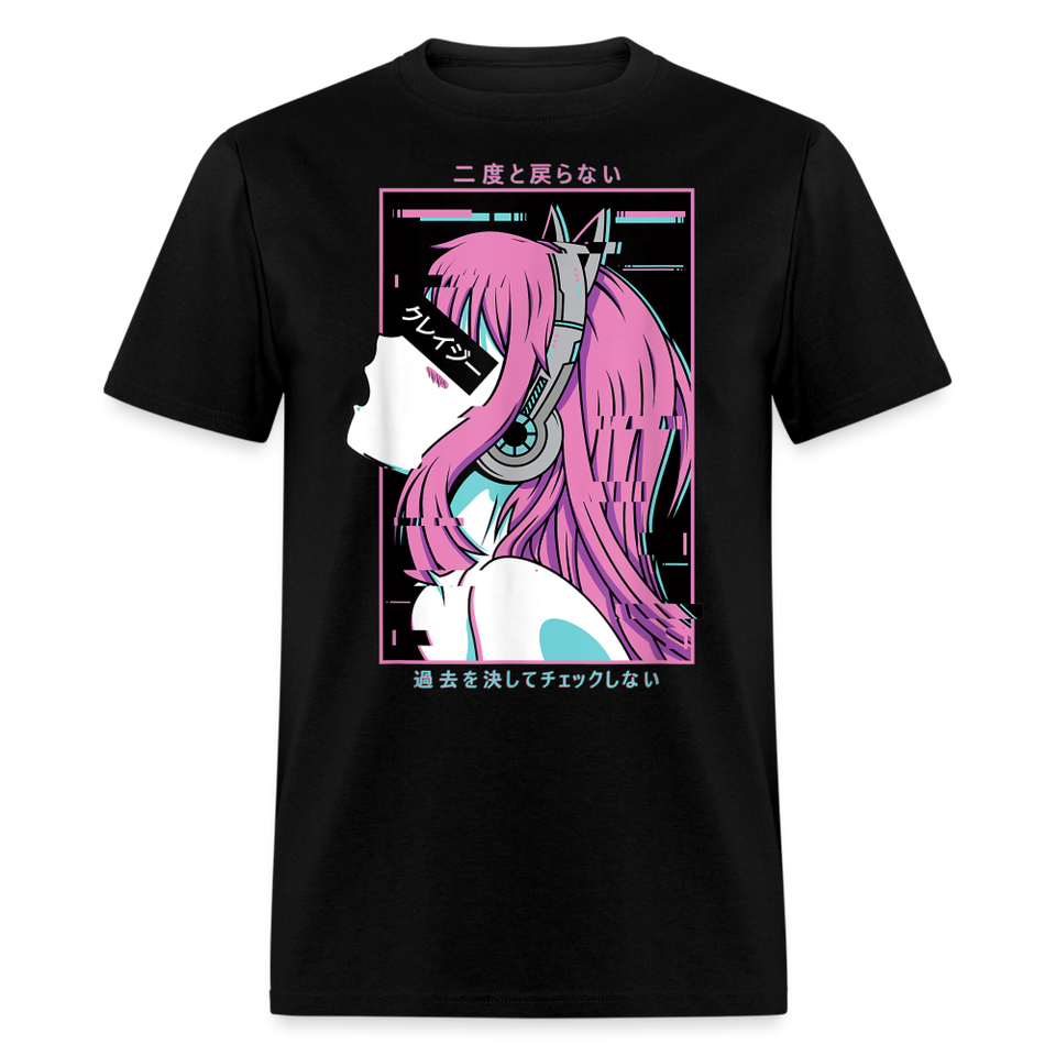 Sexy Ecchi Girl shirt Vaporwave Crazy Waifu Lewd Anime Girl T-Shirt Size S-6XL - black