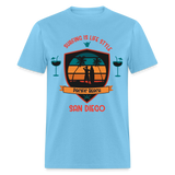 Surfing is Life Style shirt Pacific Beach San Diego California 619 T-Shirt - aquatic blue