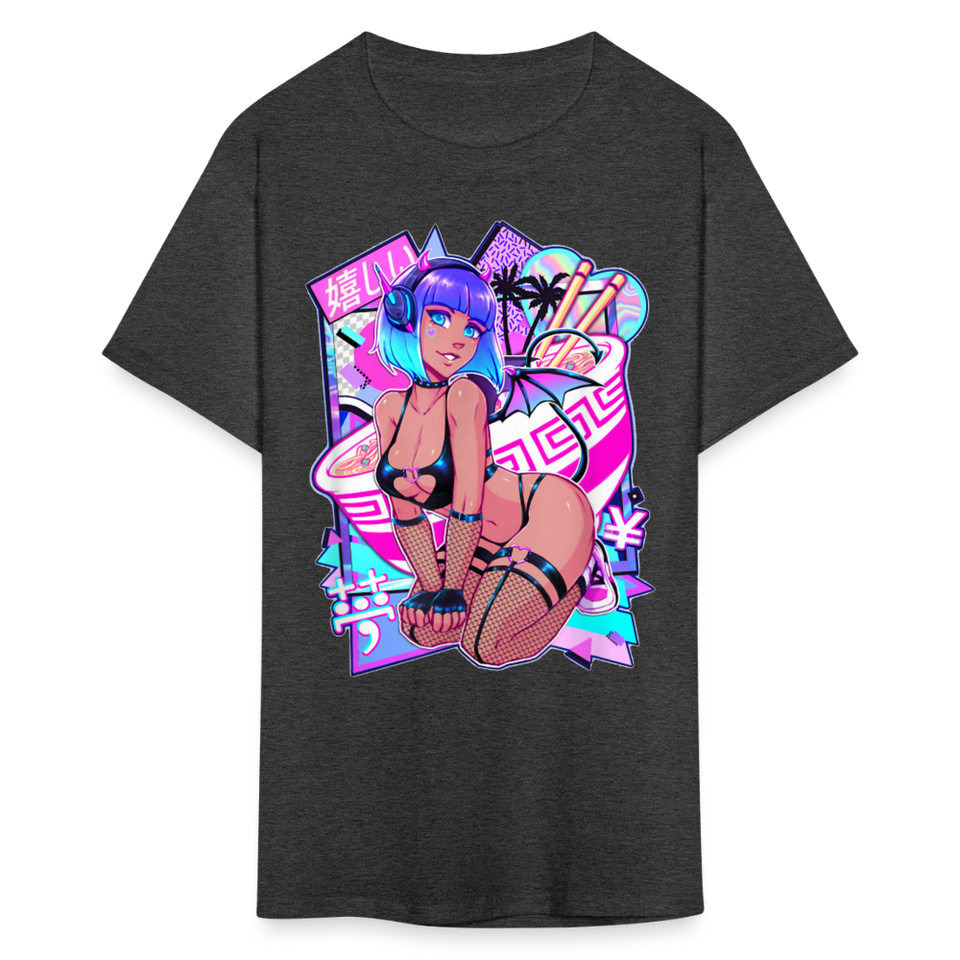 Pretty Anime Cute Demon shirt Sexy Devil Girl Ahegao Hentai Ecchi T-Shirt - heather black