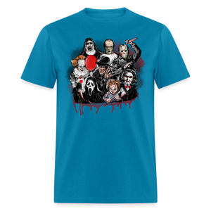 Horror Characters Friends Halloween Tee Shirt Scary Movie Horror Friends T-shirt - turquoise