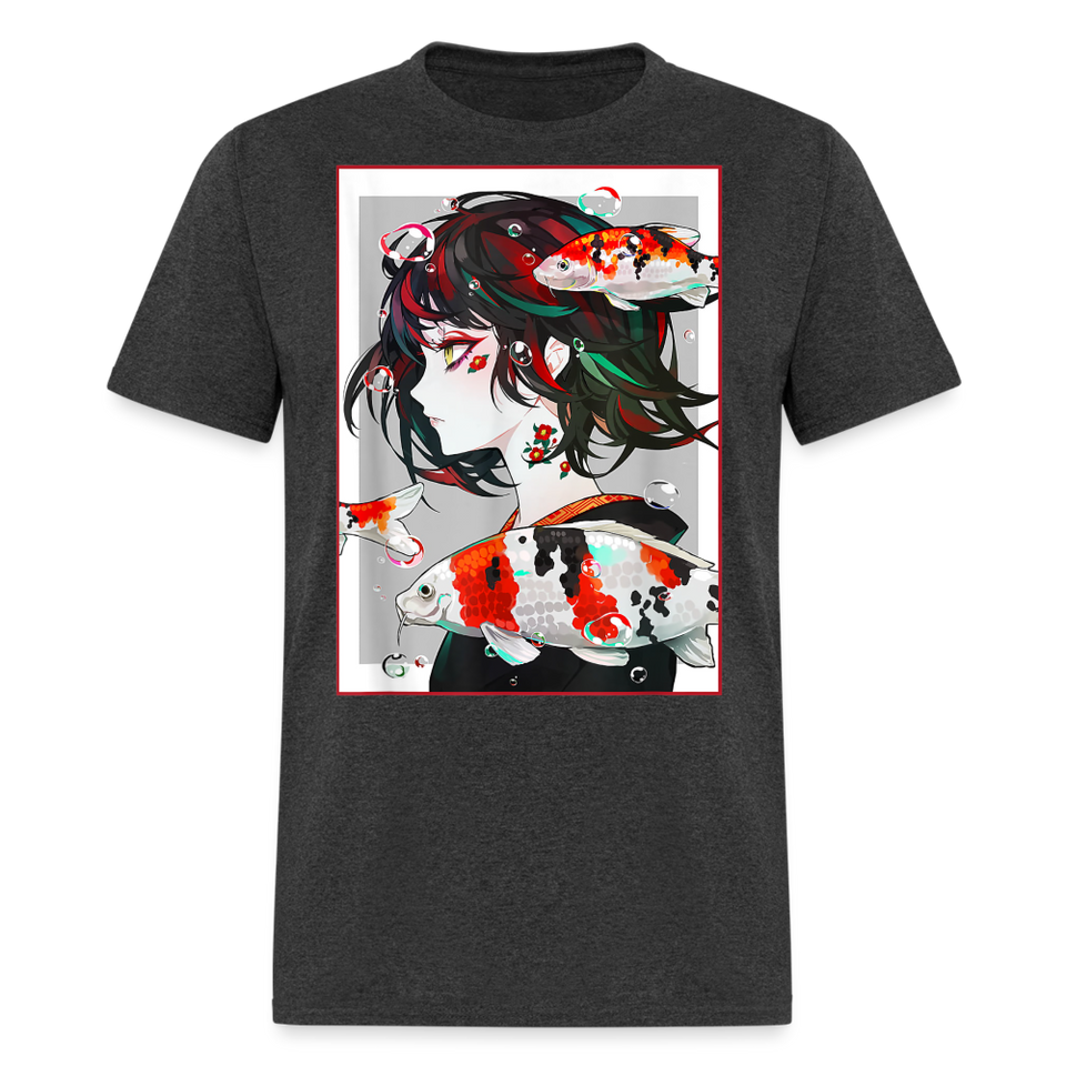 Anime Girl Cute Japanese Aesthetic shirt Anime Tee Otaku Fish Waifu Gift T-Shirt - heather black