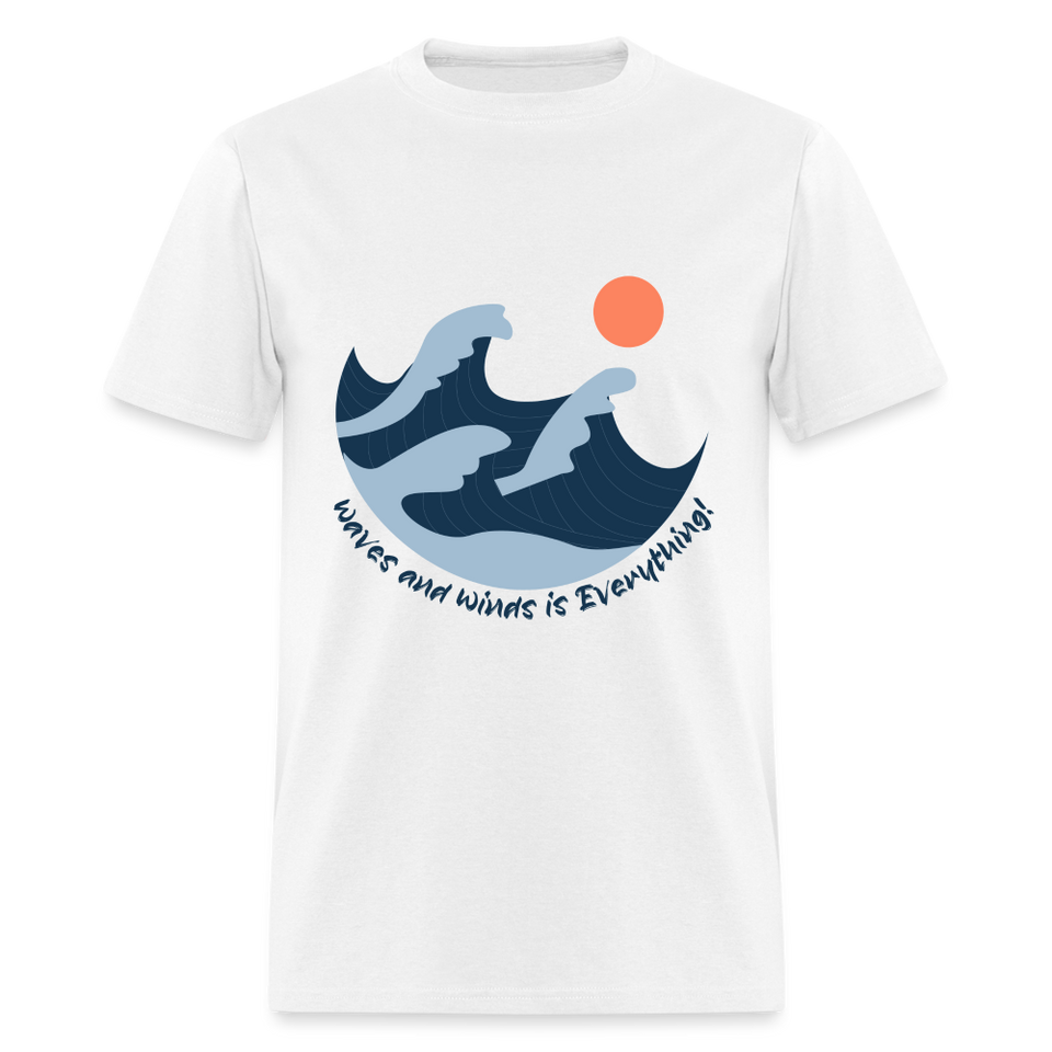 Waves and Winds is Everything shirt Ocean Beach Lover Surfing T-Shirt Size S-6XL - white