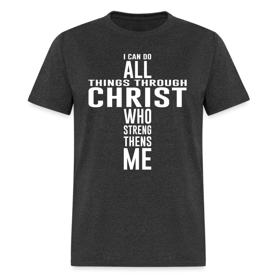 I can do all things through christ shirt Catholic Religious Lord Jesus T-Shirt - heather black