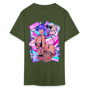Pretty Anime Cute Demon shirt Sexy Devil Girl Ahegao Hentai Ecchi T-Shirt - military green