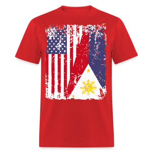 Pinoy USA shirt I Love Filipino American Flag Grunge Vintage T-Shirt Size S-6XL - red