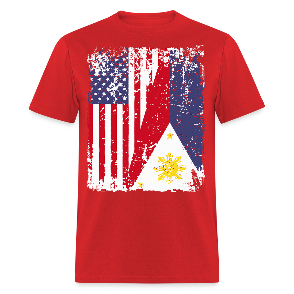 Pinoy USA shirt I Love Filipino American Flag Grunge Vintage T-Shirt Size S-6XL - red