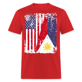 Pinoy USA shirt I Love Filipino American Flag Grunge Vintage T-Shirt Size S-6XL - red