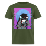 Sad Anime Emo Girl - Japanese Aesthetic Vaporwave Anime Otaku Sadness T-Shirt - military green