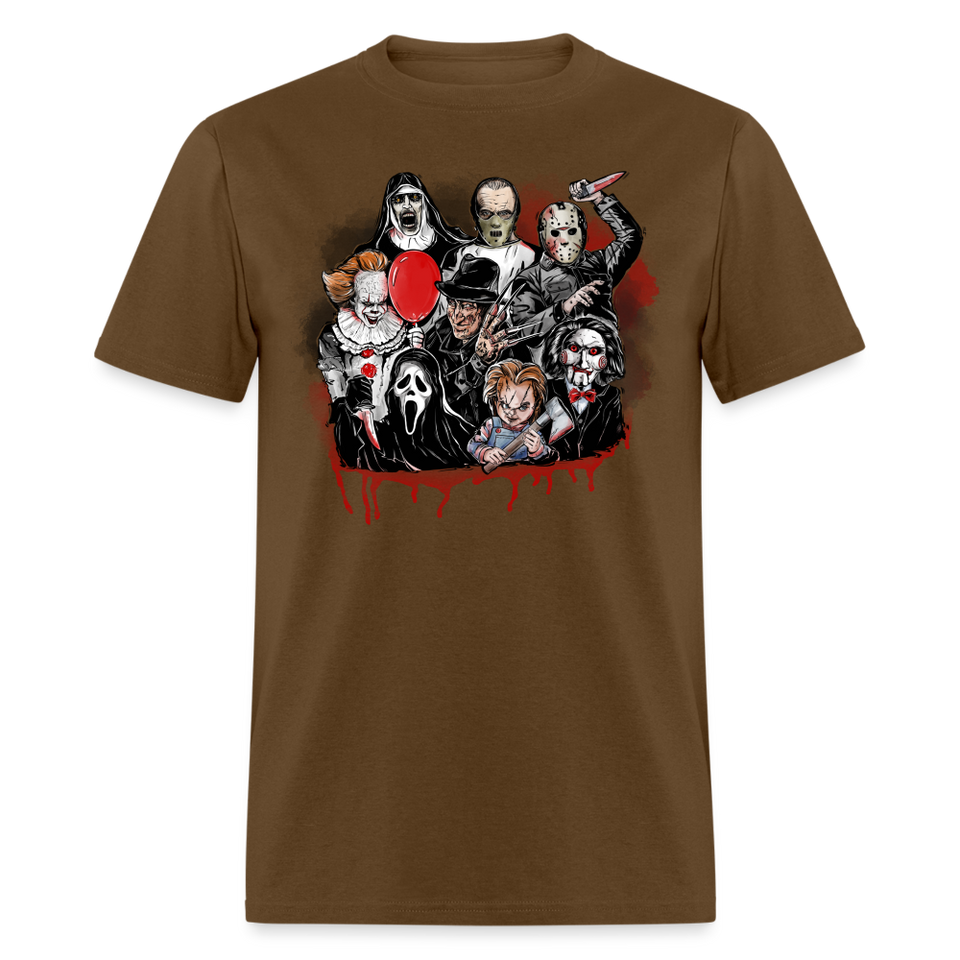 Horror Characters Friends Halloween Tee Shirt Scary Movie Horror Friends T-shirt - brown