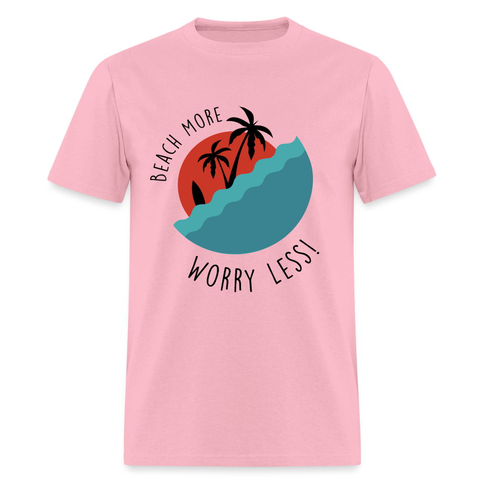 Beach More Worry Less shirt Surf board Surfer T-Shirt Size S-6XL - pink