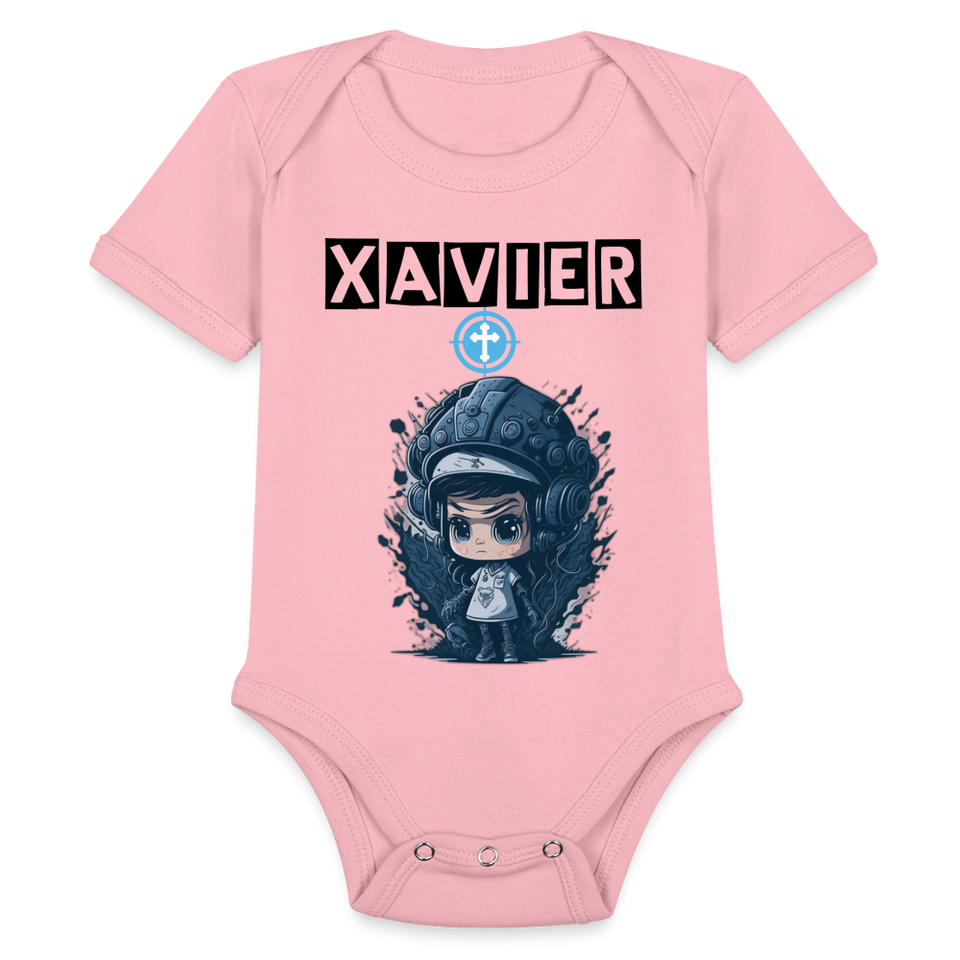 Baby Xavier Organic Short Sleeve Baby Bodysuit [Onesies] - light pink