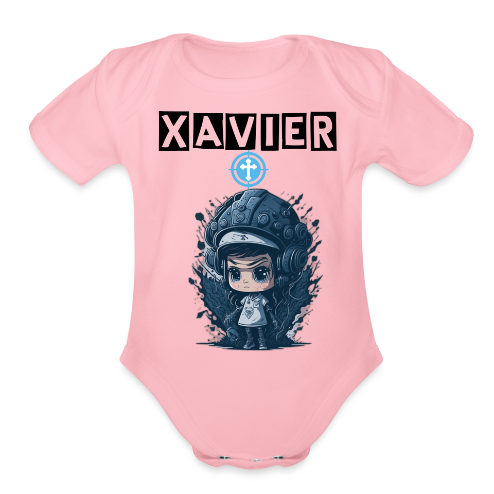 Baby Xavier Organic Short Sleeve Baby Bodysuit [Onesies] - light pink