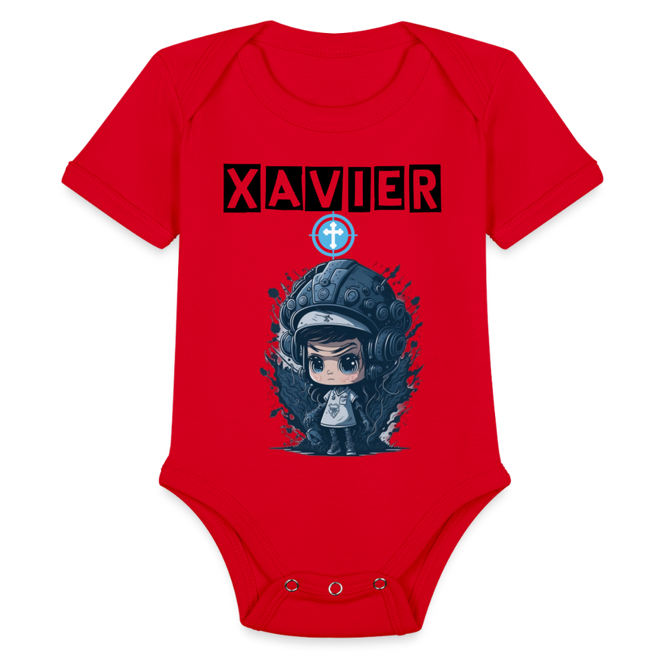 Baby Xavier Organic Short Sleeve Baby Bodysuit [Onesies] - red