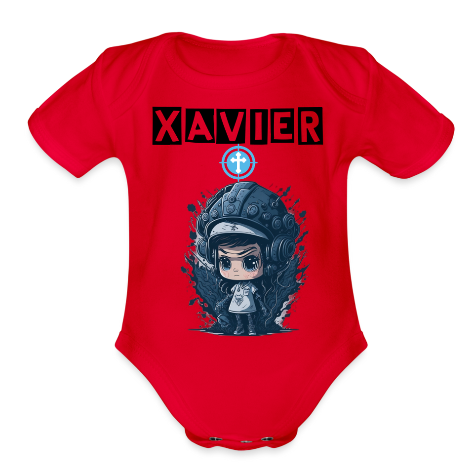 Baby Xavier Organic Short Sleeve Baby Bodysuit [Onesies] - red